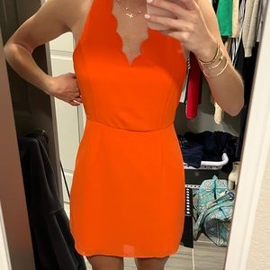Orange dress with scallop neckline
